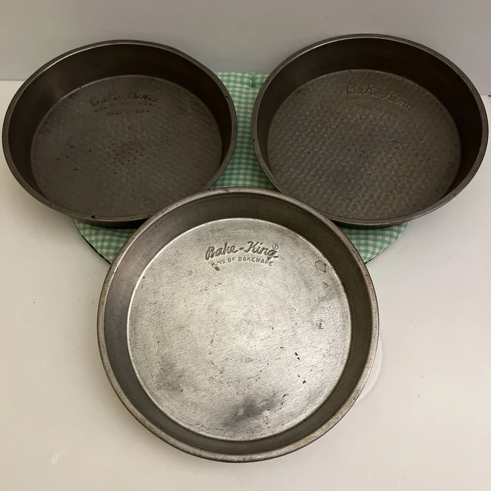 Set of 3 Bake King King of Bakeware 8.5 Inch Round Cake Pans USA‎ Vintage